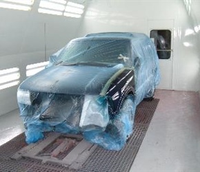 Chevy S-10 Blazer Driver Side Front Fender being refinished